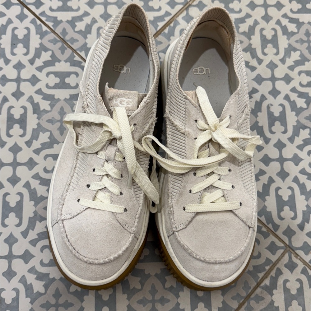 UGG Off-White Lace-Up Sneakers